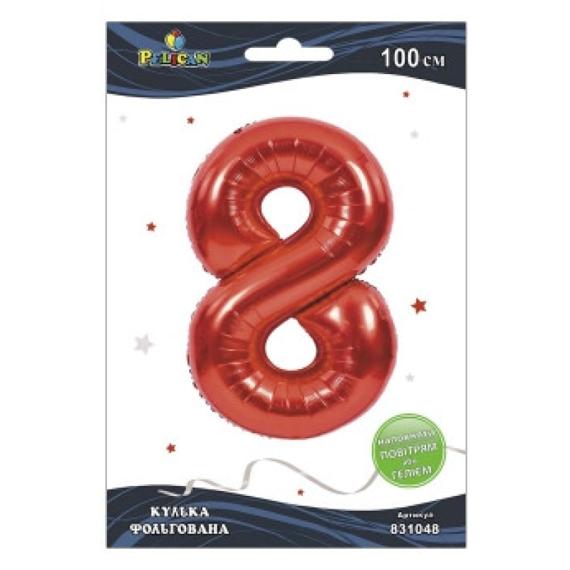 Цифра фольгована Pelican, “8“ червона 100 см 831048 KNZ