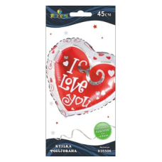 Кулька фольгована Pelican, серце біло-червоне I love you, 45 см, 835506 KNZ