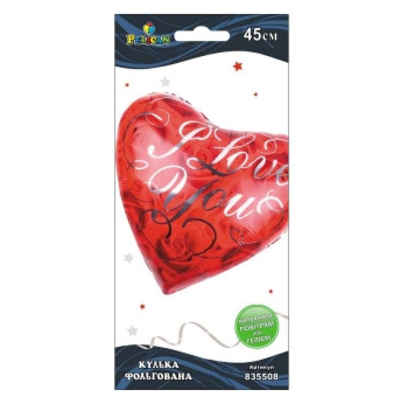 Кулька фольгована Pelican, серце з троянд I love you, 45 см, 835508 KNZ