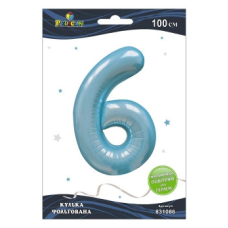 Кулька цифра фольгована Pelican “6“ ГОЛУБНАЯ 100см 831086 KNZ