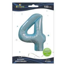 Кулька цифра фольгована Pelican “4“ ГОЛУБНАЯ 100см 831084 KNZ