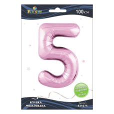 Кулька цифра фольгована Pelican, “5“ рожева 100 см 831075 KNZ