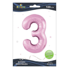 Кулька цифра фольгована Pelican, “3“ рожева 100 см 831073 KNZ