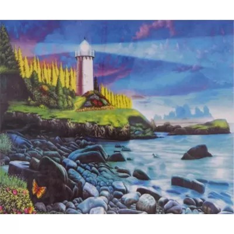 Алмазна мозаїка за номерами 40*50 см “Маяк на обриві“ 74774EGA KNZ