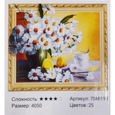 Алмазна мозаїка 5D за номерами 40*50 см “Ромашки“ карт уп (Полотно на раме камни) 7DAR193 KNZ
