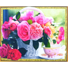 Алмазна мозаїка 5D за номерами 40*50 см “Букет у кошику“ карт уп (Полотно на раме камни) 30571 KNZ