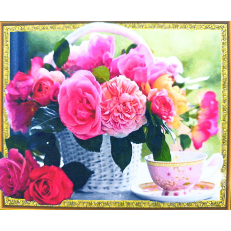 Алмазна мозаїка 5D за номерами 40*50 см “Букет у кошику“ карт уп (Полотно на раме камни) 30571 KNZ Алмазна мозаїка 5D за номерами 40*50 см “Букет у кошику“ карт уп (Полотно на раме камни) 30571 KNZ