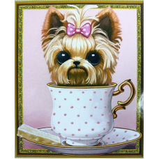 Алмазна мозаїка 5D за номерами 40*50 см “Йорк у чашці“ карт уп (Полотно на раме камни) 30775 KNZ