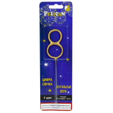 Свічка цифра бенгальська Pelican, “8“ ЗОЛОТО 860018 KNZ