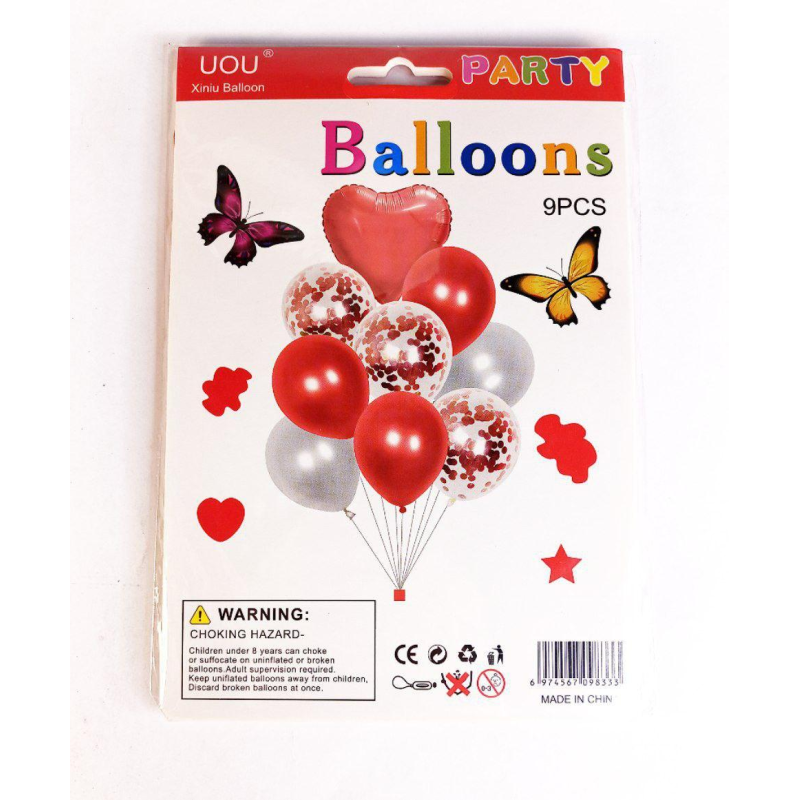 Набір із 9 кульок, Серце червоне, 836834-1 red KNZ Набір із 9 кульок, Серце червоне, 836834-1 red KNZ