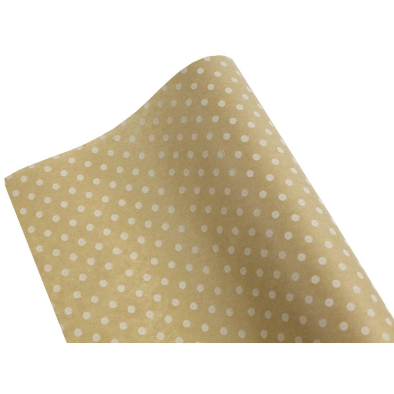 Папір для паковання Подарунків білий горох на крафті Пт 431.3 KNZ