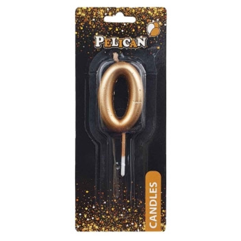 Свічка для торта Pelican “0“ ЗОЛОТО 5 см 865010 KNZ