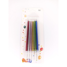 Набір свічок для торта, 6 шт, металізований мікс, 12 см KNZ