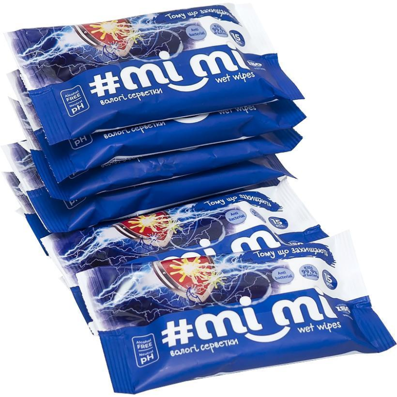 Вологі серветки “#mi_mi“ antibacterial 15шт KNZ