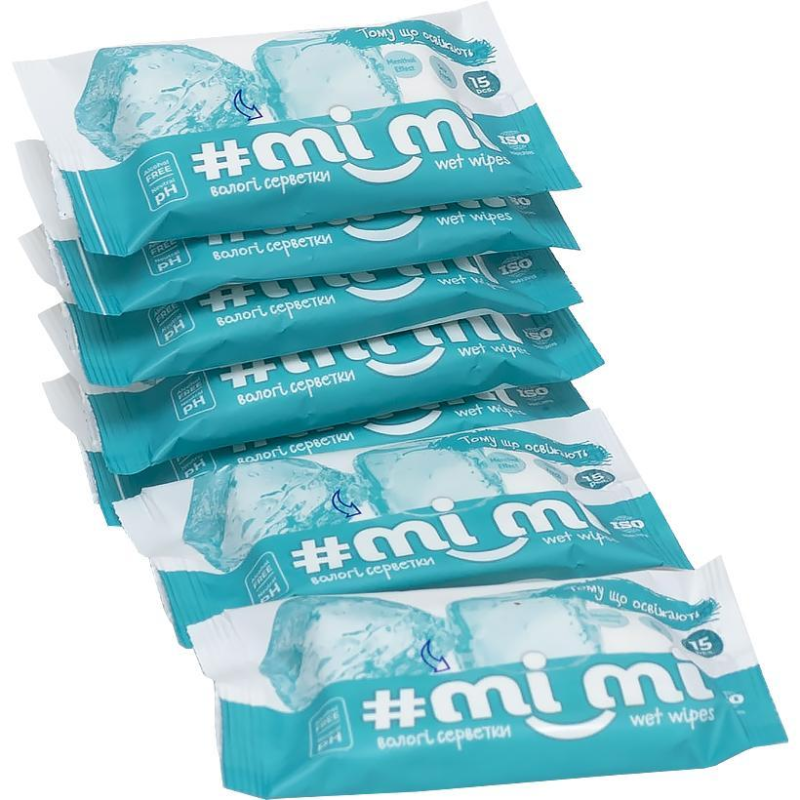 Вологі серветки “#mi_mі“, що охолоджують 15шт KNZ