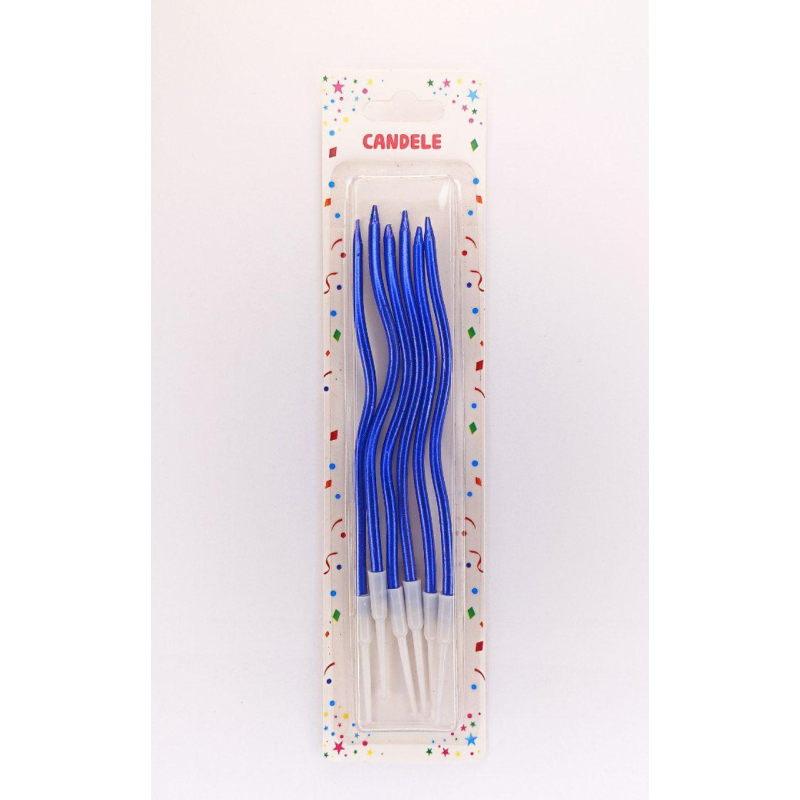 Набір свічок для торта “Коктейльний 12 см“, СИНІЙ 6шт/упа Y-1 blue KNZ