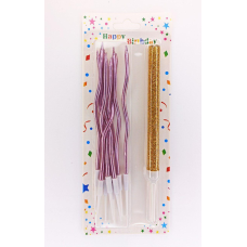 Набір свічок для торта “Коктейльні-8 шт і холодний фонтан 1 шт “, РОЗОВИЙ ЗОЛТО Y-8 rose gold KNZ