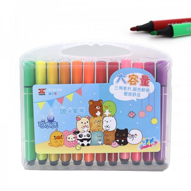 Набір фломастерів TY трикутних 24 шт пластиків валіза з ручкою KNZ