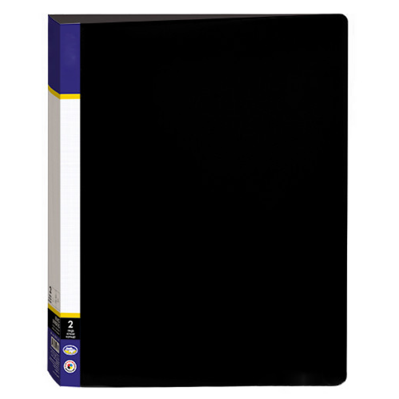 Папка пластикова А4 на 2 кільця з двома кишенями чорна 30701-01 KNZ