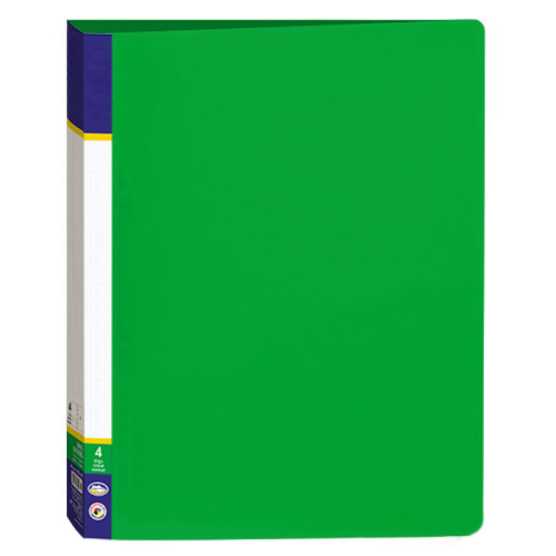 Папка пластикова А4 на 4 кільця з двома кишенями зелена 30702-04 KNZ Папка пластикова А4 на 4 кільця з двома кишенями зелена 30702-04 KNZ