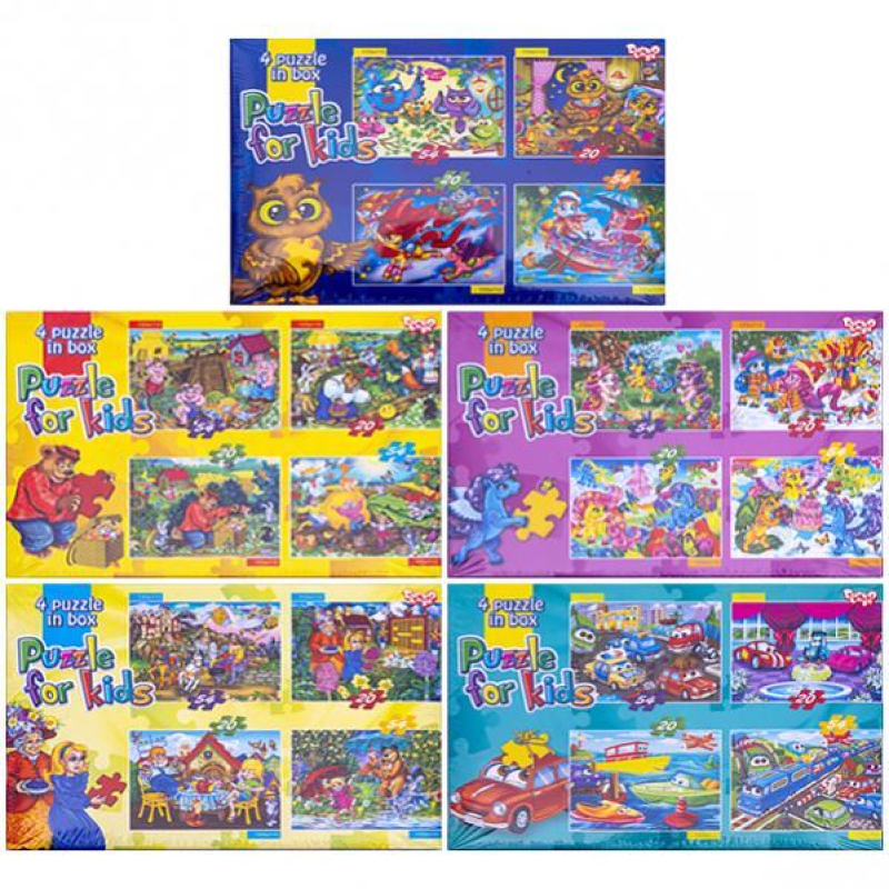 Пазли дитячі 4в1 (54, 54, 20, 20 елементів) KNZ