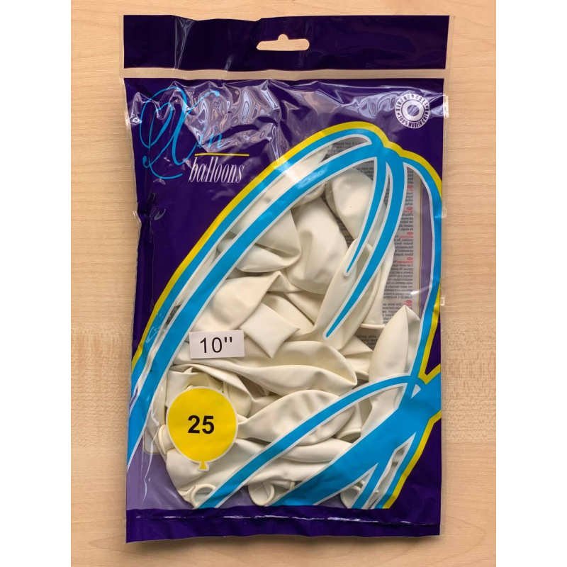 Кульки повітряні Balloons 10“ (26 см) пастель білий 25 шт/пач 1025-801 KNZ