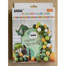 Фотозона з повітряних кульок “Happy birthday Boby“ (100 латексних кульок, фольгована пальма та Драк 003-P KNZ
