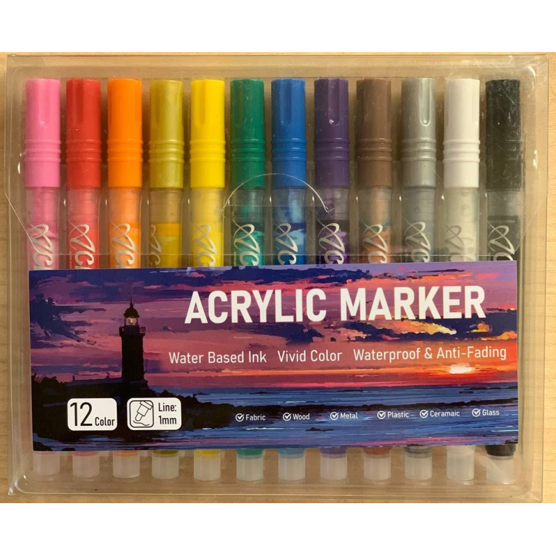 Набір акрилових маркерів 12 кольорів 043024-12 KNZ