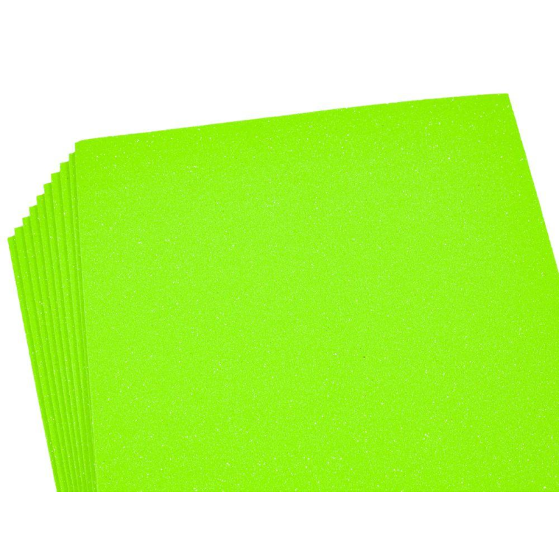Фоаміран 1,7 мм “Салатний“ Fluorescent Glitter HQ A4 (21X29,7см) 10листів, 17FA4-002 KNZ