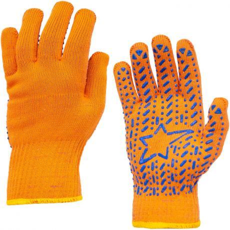 Рукавички робочі 301-1 помаранчеві трикотажні з пвх-рисунком KNZ Рукавички робочі 301-1 помаранчеві трикотажні з пвх-рисунком KNZ