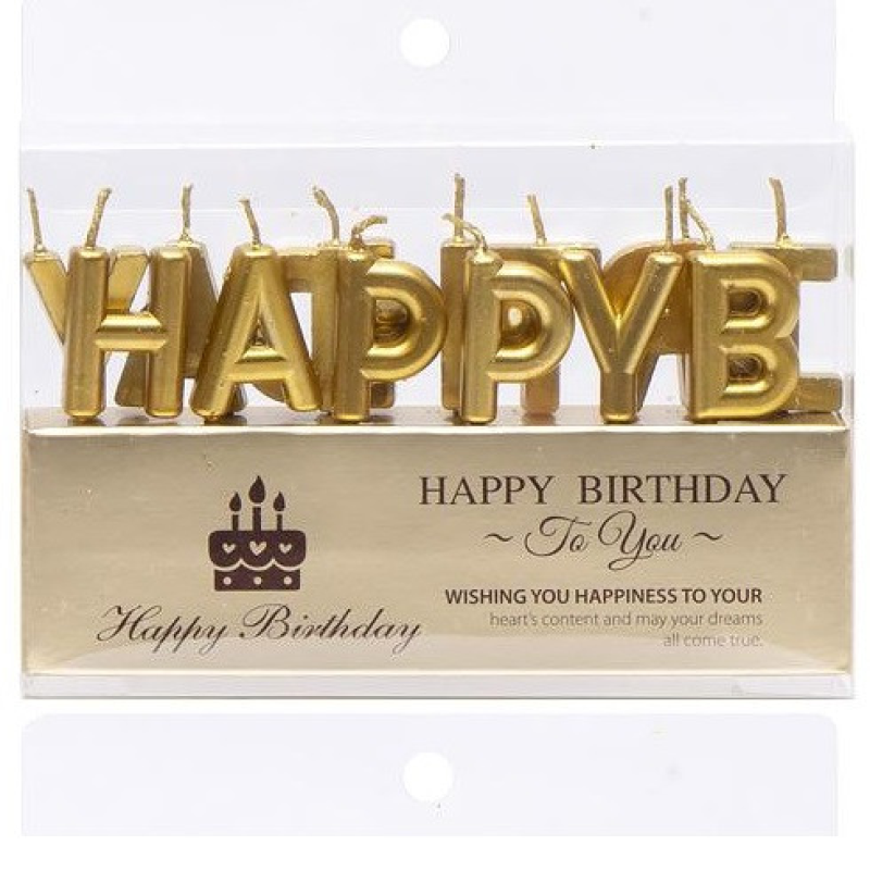 Свічки для торта літери “Happy Birthday“ Золото TL-1052 KNZ