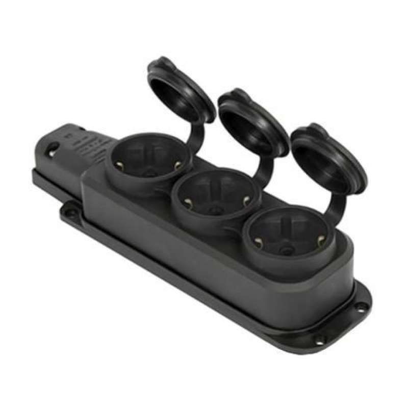 Розетка потрійна із захисною кришкою 16А 801 KNZ Розетка потрійна із захисною кришкою 16А 801 KNZ