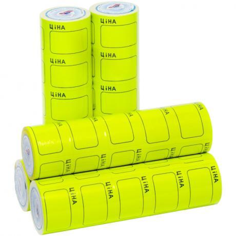 Цінник великий 3,5х5 см “Ціна“ з рамкою жовтий 5 бобин*100шт KNZ