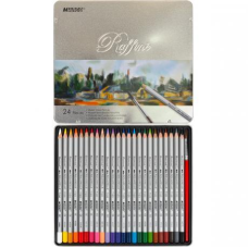 Олівці кольорові акварельні 24 кольори “MARCO“ Raffine з пензликом у металевому пеналі 7120-24TN KNZ
