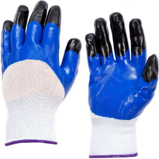 Перчатки робочі 909-1 Сині із чорними пальцями гумові KNZ