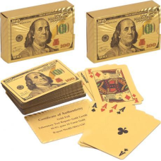 Пластикові гральні карти “Доллар“, золото, 54 карти KNZ