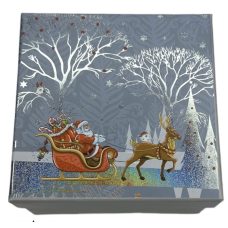 Подарункова новорічна коробка 13 х 13 х 8см - “Санта в дорозі“ в наборі - 3шт, 93193 KNZ