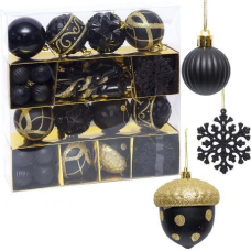 Набір ялинкових прикрас 62шт Чорний з глітером zwh2308-1 KNZ