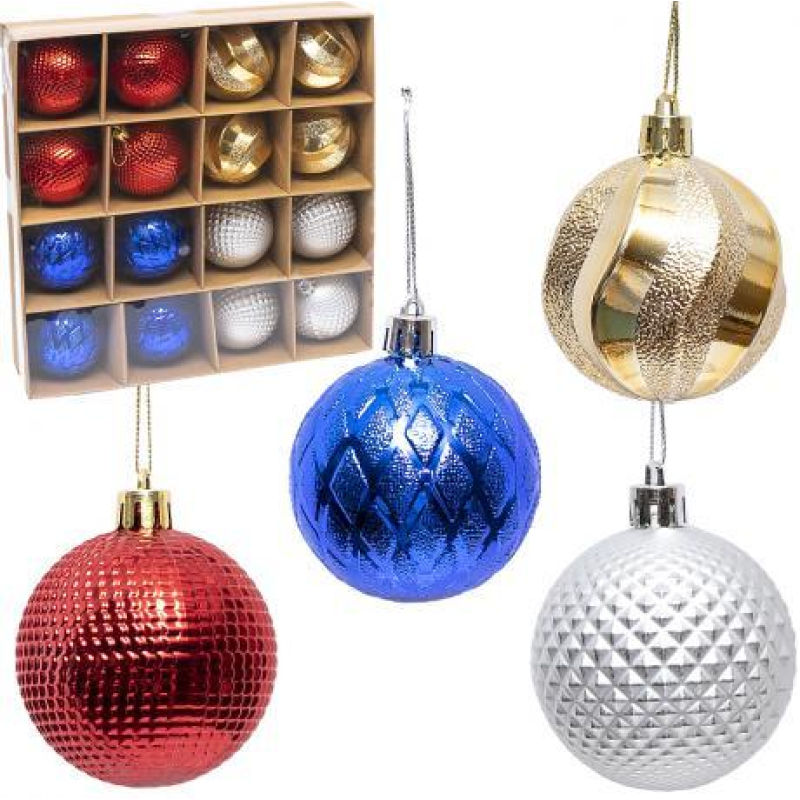 Набір новорічних ялинкових куль 16шт D6см Чотири кольори 6279-4/12 KNZ