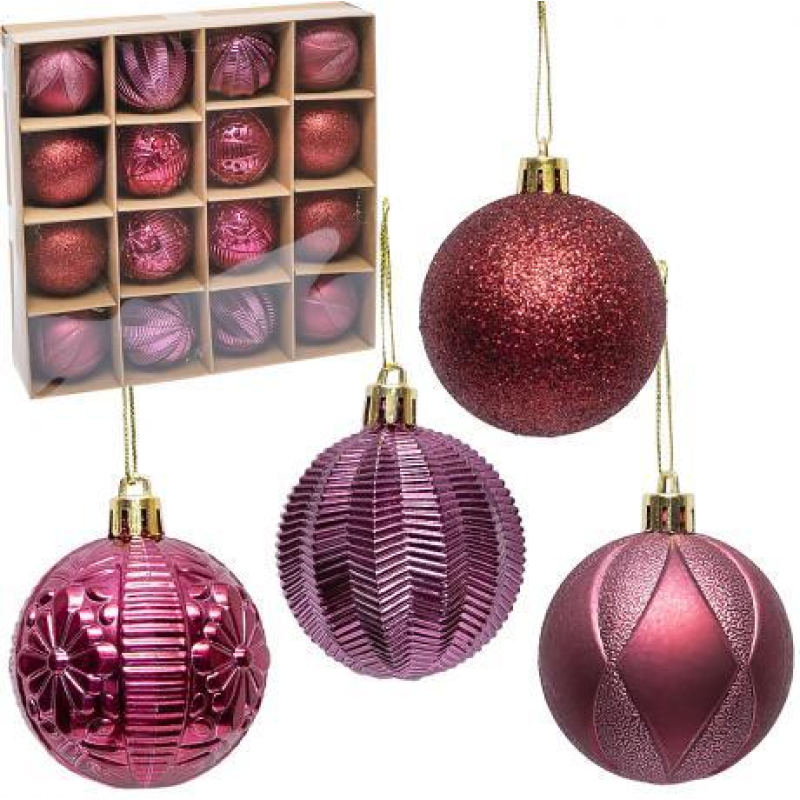 Набір новорічних ялинкових куль 16шт D6см Червоний 6279-4/13 KNZ