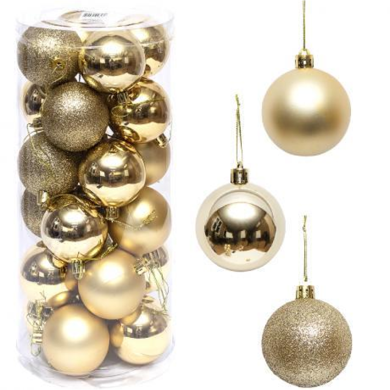 Набір кульок 24 штуки D6см №1-6279-1 Золото KNZ