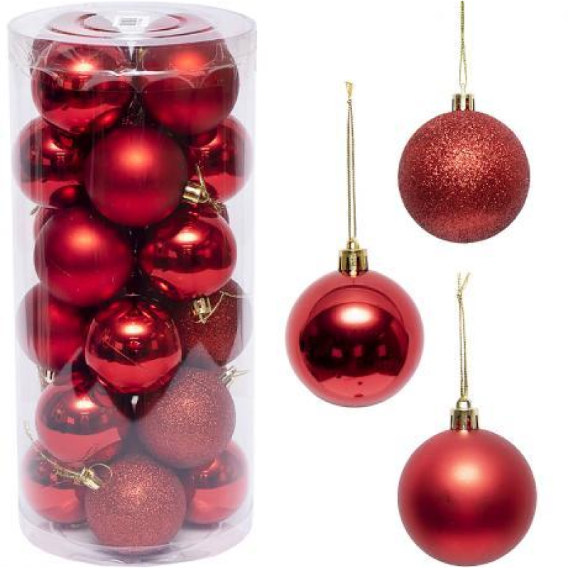 Набір кульок 24 штуки D6см №3-6279-1 Червоний KNZ Набір кульок 24 штуки D6см №3-6279-1 Червоний KNZ