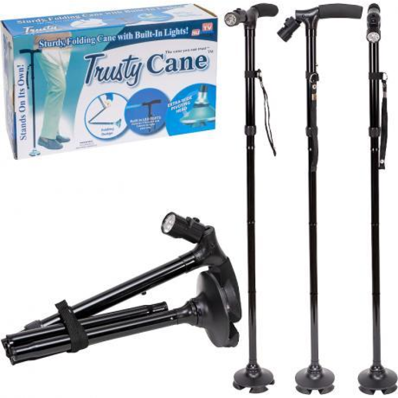 Складна тростина для ходьби з ліхтариком, нековзна, телескопічна KNZ