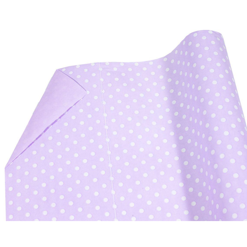 Крафт папір двосторонній лаванда в білий горох 0,7х8м Пт 857.20 KNZ