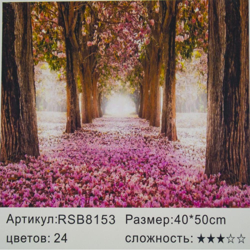 Картина за номерами “Рожева алея“ 40 * 50см, фарби-акрил, кисть-3шт 8153RSB_B KNZ Картина за номерами “Рожева алея“ 40 * 50см, фарби-акрил, кисть-3шт 8153RSB_B KNZ