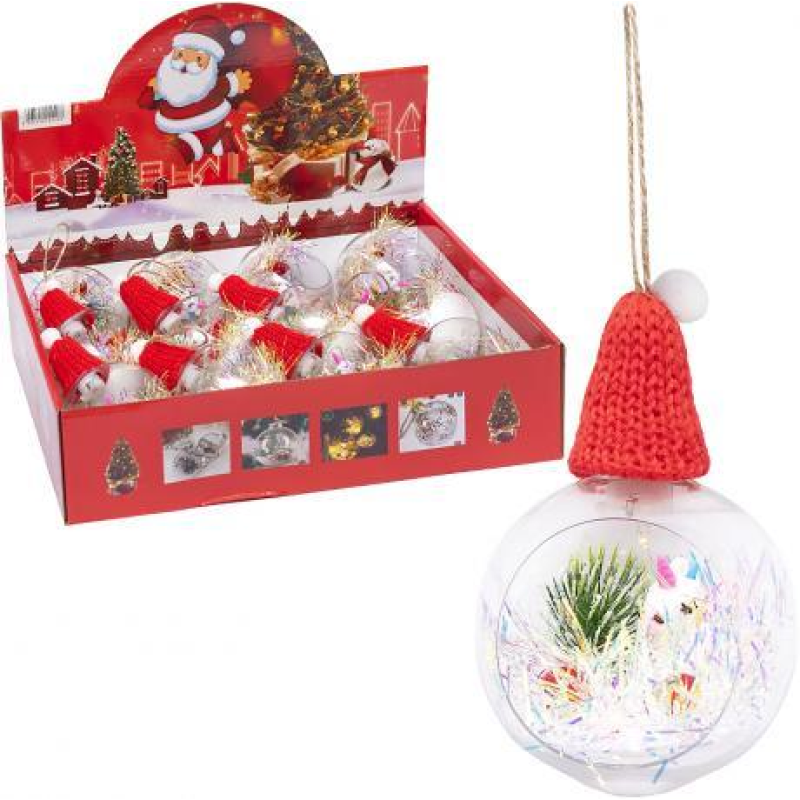 Прикраса-іграшка ялинкова “Куля“ 8см з підсвіткою LED стрічка, мультиколор KNZ