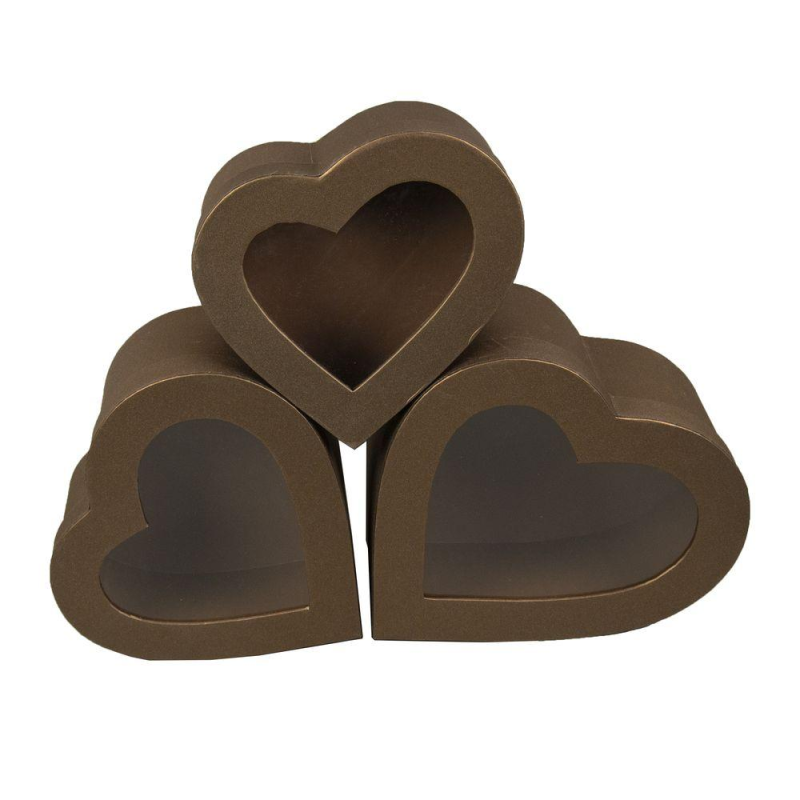 Подарункова коробка W3077 серце шоколад 25,5x25,5x11см W3077 №1 KNZ