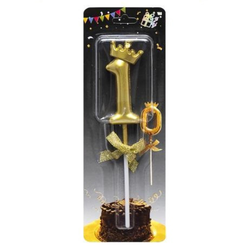 Свічка-цифра “1“ з короною 5,5см ЗОЛОТО JY-1064 KNZ
