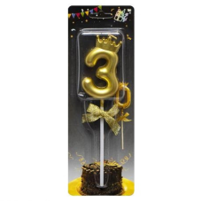 Свічка-цифра “3“ з короною 5,5см ЗОЛОТО JY-1064 KNZ