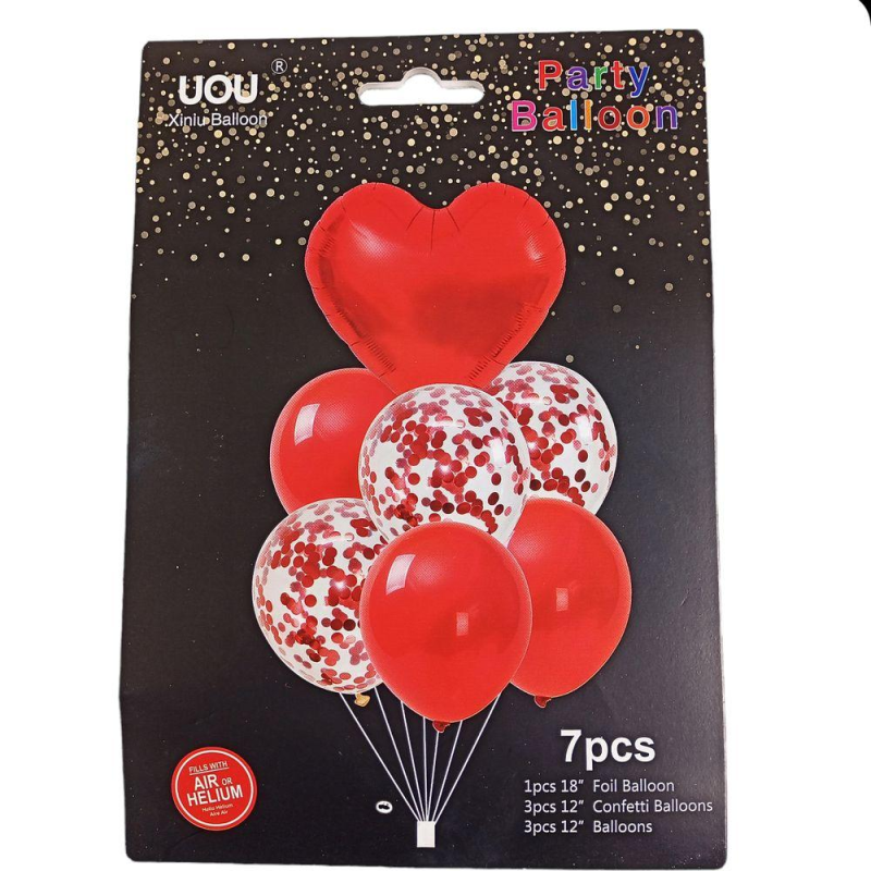 Набір з 7 кульок, Серце червоне 836827-1 red KNZ